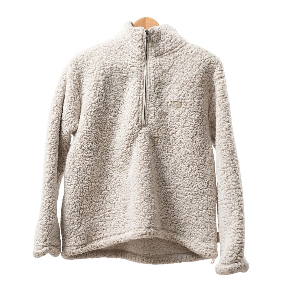 Rip Curl Stormy Fleece Pullover Sweater Cream Womens Small Sherpa 1/4 Zip Jumper